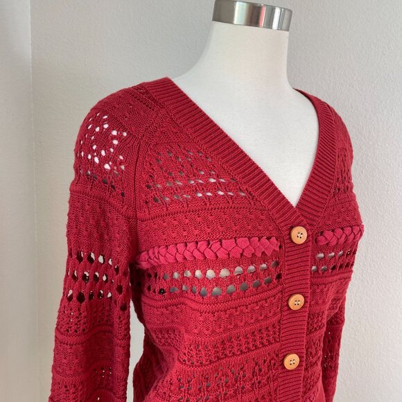 NEW Sundance PXS Red Button Up Cardigan Sweater V Neck Long Sleeve - Picture 2 of 10